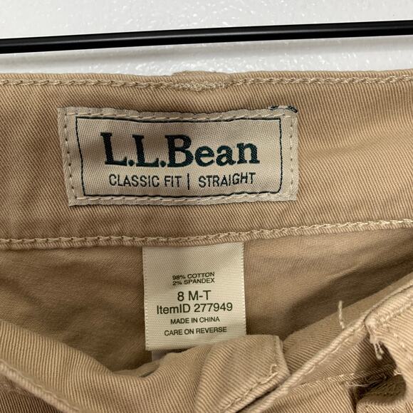 Medium Tall LL Bean women's tan khaki high rise classic fit straight leg pants 8 - Picture 7 of 8